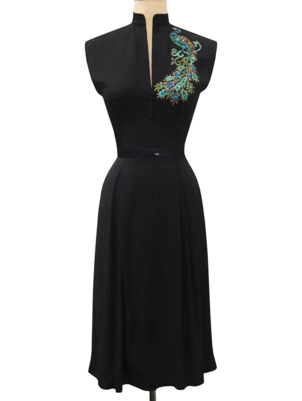 Trashy Diva 2012 Peacock Lilian Dress Size 6 Black Rayon Embroidered Rare
